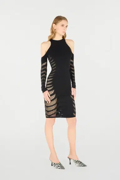 Roberto Cavalli Midi Dress With Perforated Pattern | Thumbnail 2