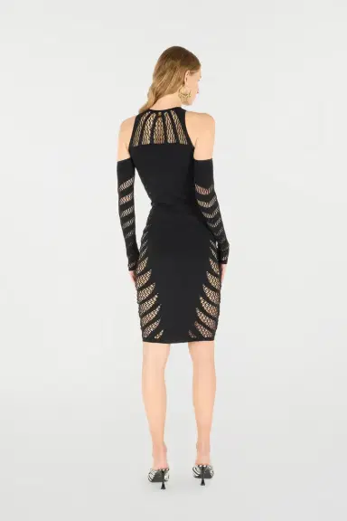 Roberto Cavalli Midi Dress With Perforated Pattern | Thumbnail 3