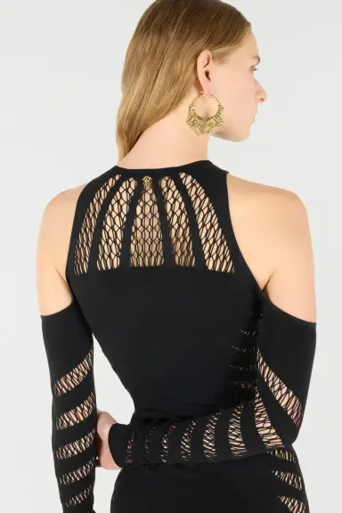 Roberto Cavalli Midi Dress With Perforated Pattern | Thumbnail 6