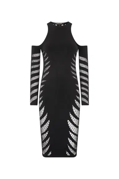 Roberto Cavalli Midi Dress With Perforated Pattern | Thumbnail 1