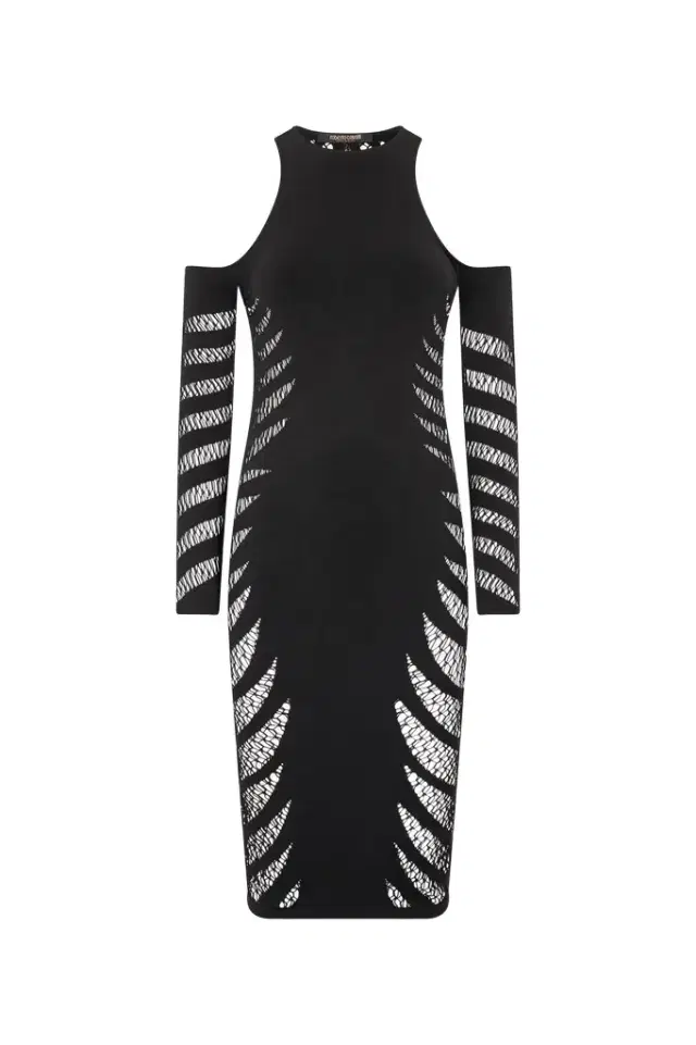 Roberto Cavalli Midi Dress With Perforated Pattern