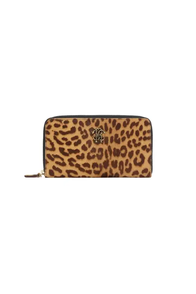 Roberto Cavalli Jaguar Skin Print Zip-Around Wallet