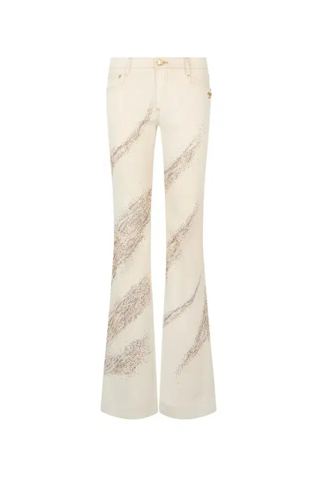 Roberto Cavalli Ivory flared jeans with gold animal-print detailing