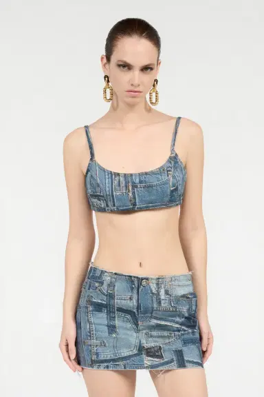 Roberto Cavalli Bralette In Denim Patchwork Capsule Collection | Thumbnail 2