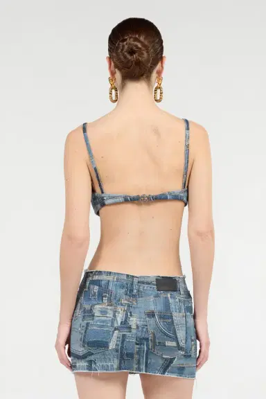 Roberto Cavalli Bralette In Denim Patchwork Capsule Collection | Thumbnail 3