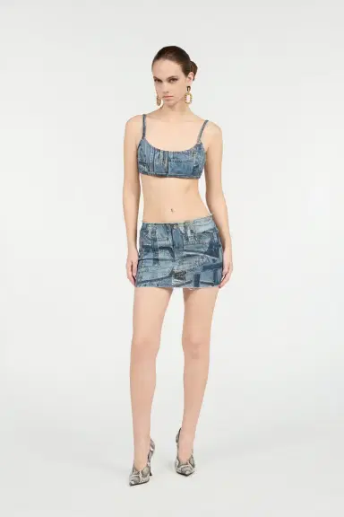 Roberto Cavalli Bralette In Denim Patchwork Capsule Collection | Thumbnail 7
