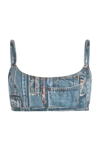 Roberto Cavalli Bralette In Denim Patchwork Capsule Collection | Thumbnail 1