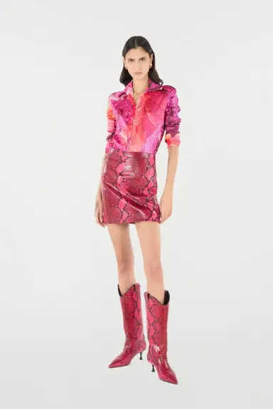 Roberto Cavalli Shirt With Bejeweled Buttons And Rose Print | Thumbnail 7