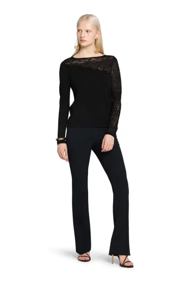 Roberto Cavalli Floral-Knit Lace-Insert Top | Thumbnail 2