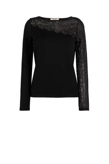 Roberto Cavalli Floral-Knit Lace-Insert Top | Thumbnail 1