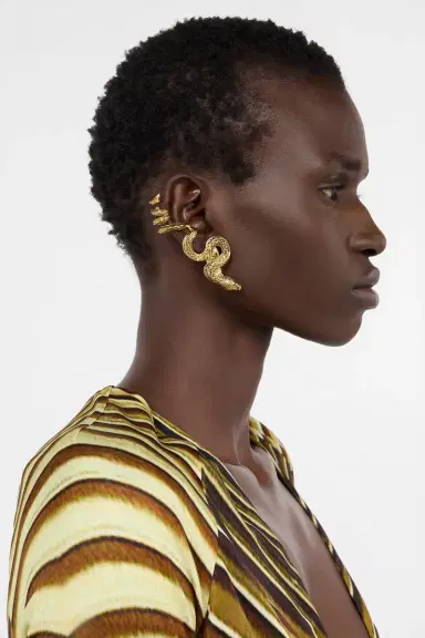 Roberto Cavalli Antiqued Gold Snake Earrings | Thumbnail 2