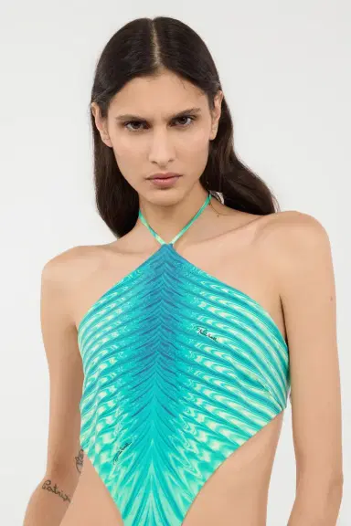 Roberto Cavalli Trikini With Optical Glass Print And Snake Ring | Thumbnail 5