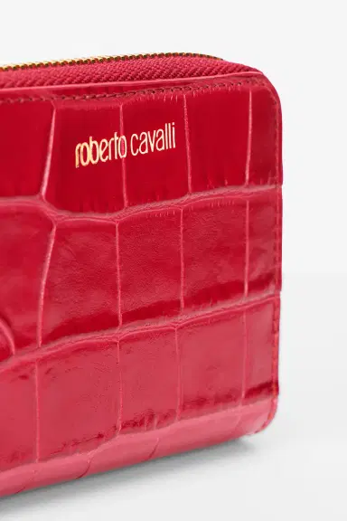 Roberto Cavalli Small Antique Rose Crocodile-Effect Wallet | Thumbnail 3