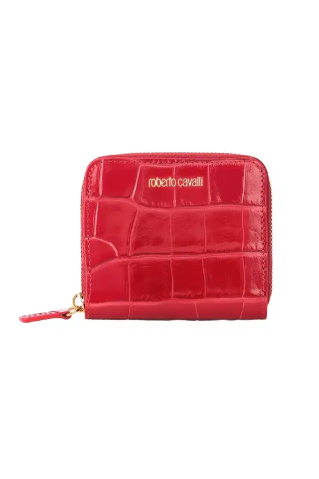 Roberto Cavalli Small Antique Rose Crocodile-Effect Wallet