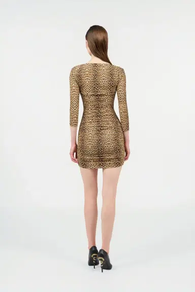 Roberto Cavalli Mini Dress with Baby Jaguar Print and Cut-Out Detail | Thumbnail 3