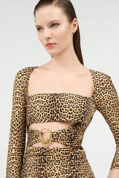 Roberto Cavalli Mini Dress with Baby Jaguar Print and Cut-Out Detail | Thumbnail 5