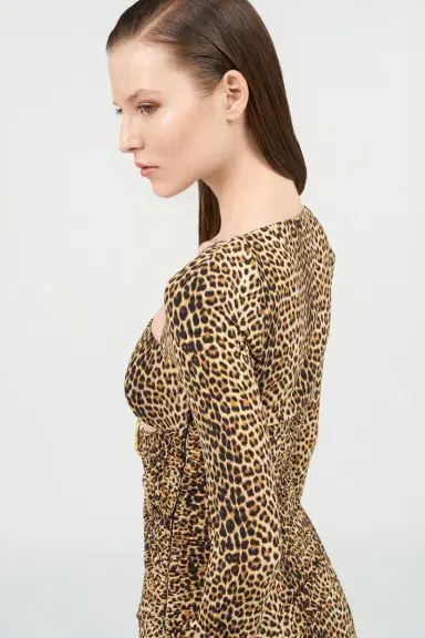 Roberto Cavalli Mini Dress with Baby Jaguar Print and Cut-Out Detail | Thumbnail 6