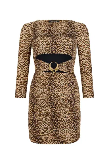 Roberto Cavalli Mini Dress with Baby Jaguar Print and Cut-Out Detail | Thumbnail 1