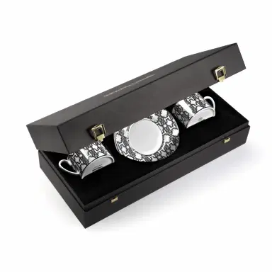 Roberto Cavalli Monogram Black2 Tea Cups In Gift Box | Thumbnail 2