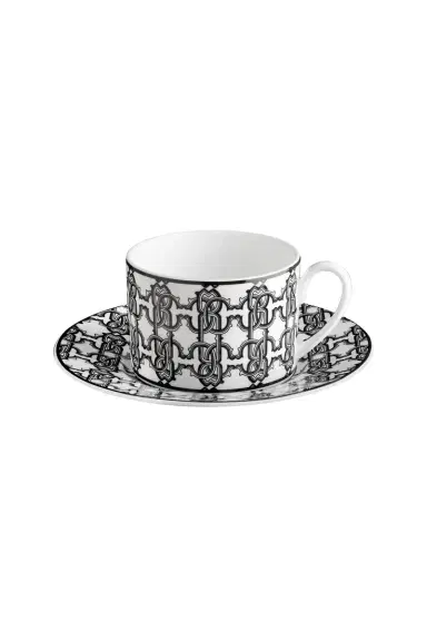 Roberto Cavalli Monogram Black2 Tea Cups In Gift Box | Thumbnail 1