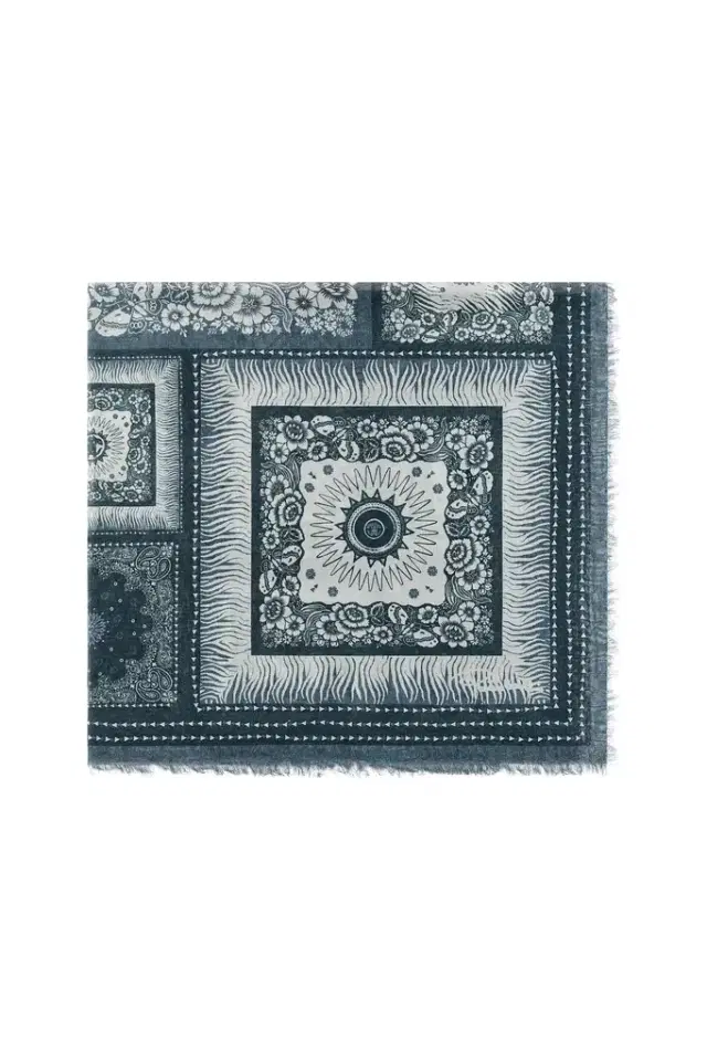 Roberto Cavalli Shawl with Zebra Pattern and Logo