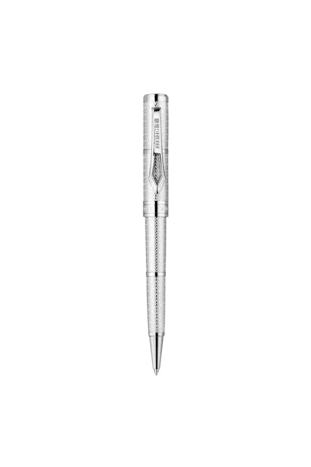 Roberto Cavalli Roberto Cavalli Chevron Ballpoint Pen, Silver Color