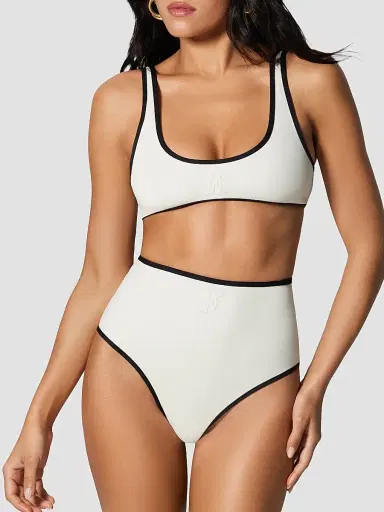Kiki de Montparnasse Women's Scoopneck Bikini Top - Ecru Black | Thumbnail 2