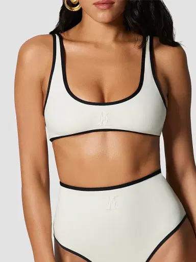 Kiki de Montparnasse Women's Scoopneck Bikini Top - Ecru Black | Thumbnail 4