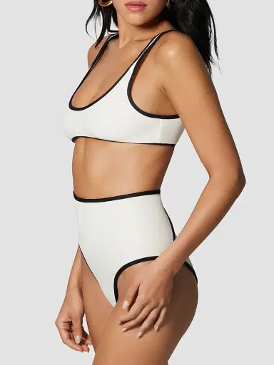 Kiki de Montparnasse Women's Scoopneck Bikini Top - Ecru Black | Thumbnail 5