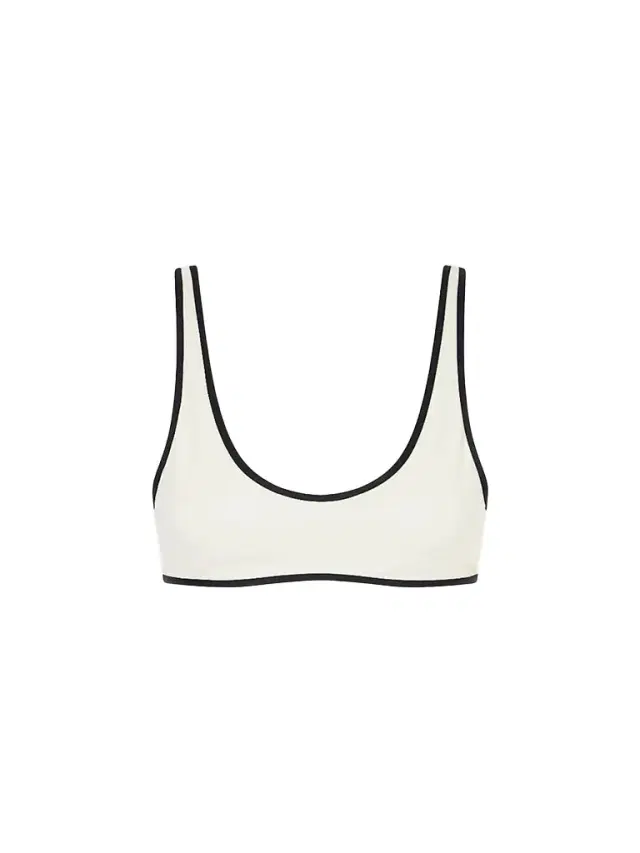 Kiki de Montparnasse Women's Scoopneck Bikini Top - Ecru Black