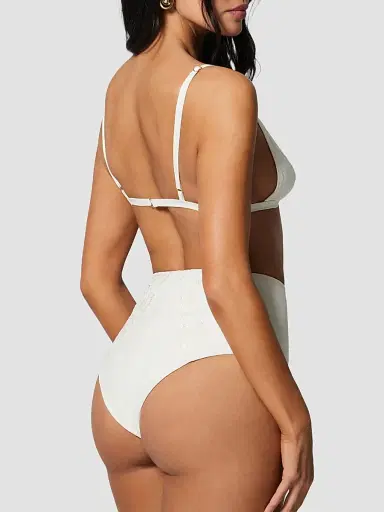 Kiki de Montparnasse Women's Juliette Lace-Trimmed Bikini Top - Ecru | Thumbnail 3