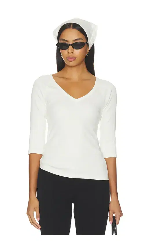 Bobi Vneck Elbow Sleeved Tee