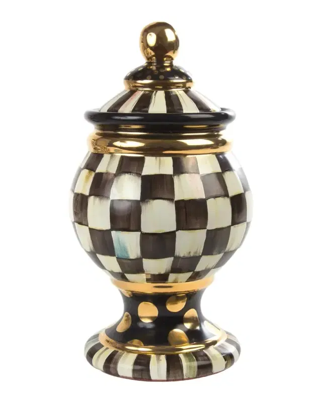 MacKenzie-Childs Courtly Check Ceramic Globe Canister