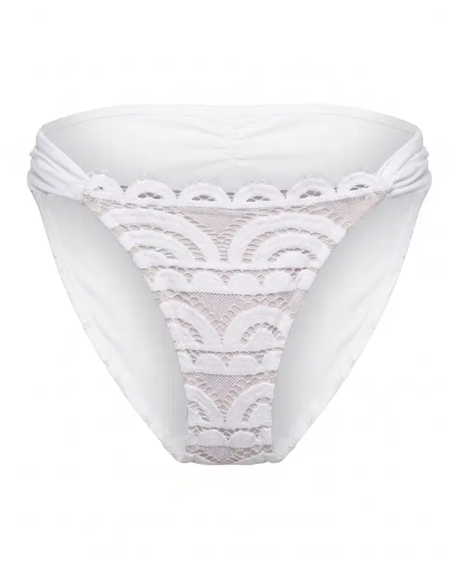 PQ Swim Full Coverage Lace-Fanned Bikini Bottoms