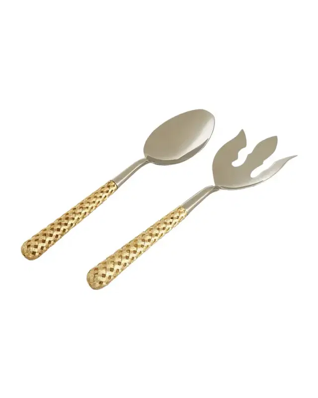L 'Objet Braid 2-Piece 24K Gold-Plated Serving Set