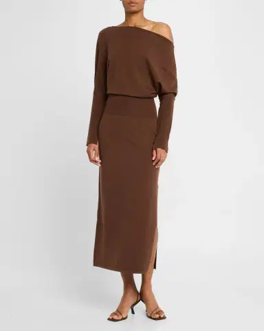 Simkhai Janese One-Shoulder Wool-Blend Midi Dress | Thumbnail 2