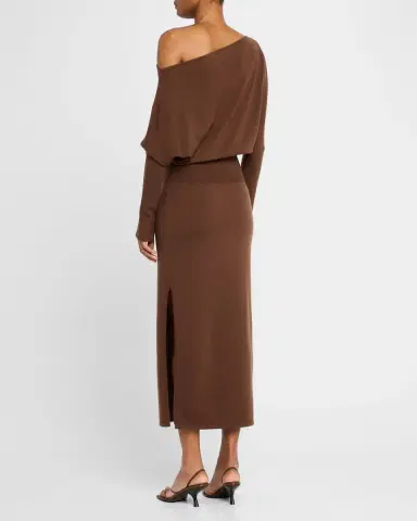 Simkhai Janese One-Shoulder Wool-Blend Midi Dress | Thumbnail 3
