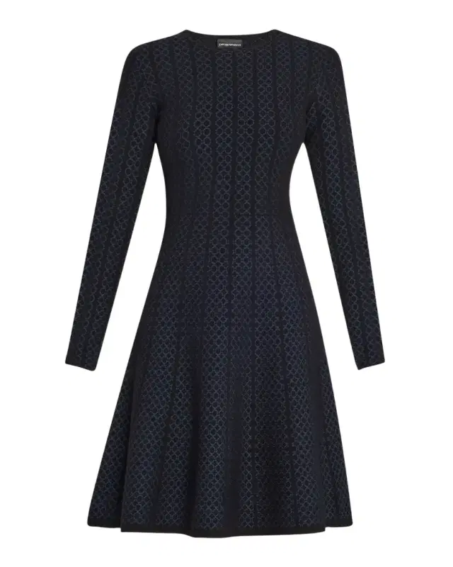 Emporio Armani Chain & Stripe Motif Jersey Dress