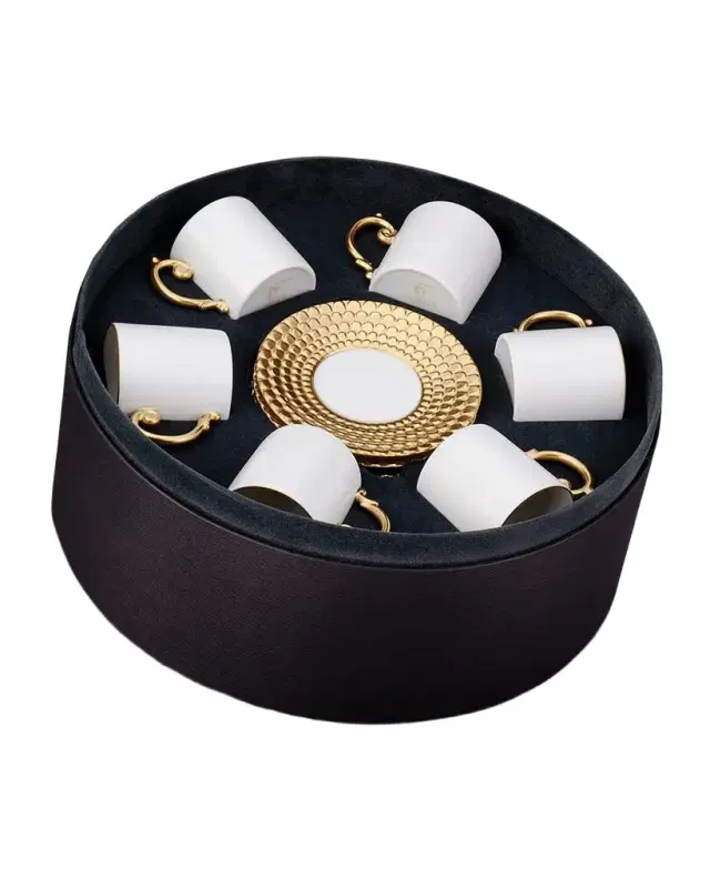 L'Objet Aegean 24K Gold Espresso Cups & Saucers, Set of 6