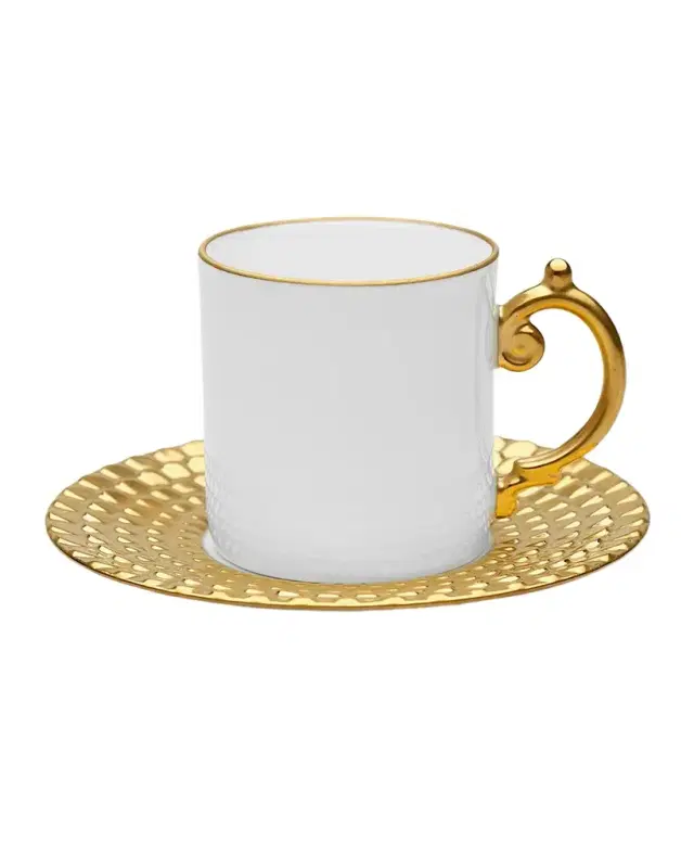 L 'Objet Aegean 24K Gold Espresso Cup & Saucer
