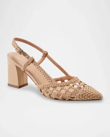 Marc Fisher LTD Zunnie Woven Leather Slingback Pumps | Thumbnail 2