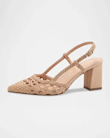 Marc Fisher LTD Zunnie Woven Leather Slingback Pumps | Thumbnail 3