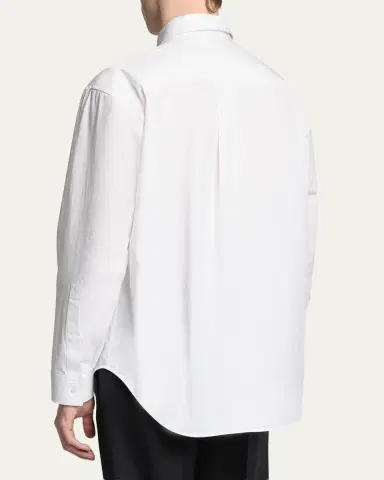 Balenciaga Men's Cotton Poplin Point-Collar Sport Shirt | Thumbnail 3