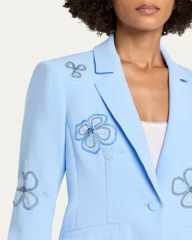 Cinq a Sept Ganessa Floral Appliqué Satin Mini Dress | Thumbnail 5