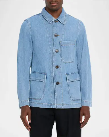 Dries Van Noten Men 's Braxton Denim Overshirt | Thumbnail 4