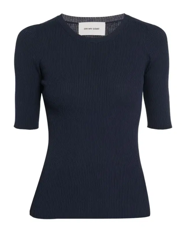 Oh My Goat Viscose Rib Knit Crewneck Sweater