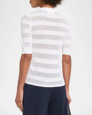 Oh My Goat Mesh Striped Polo Top | Thumbnail 3