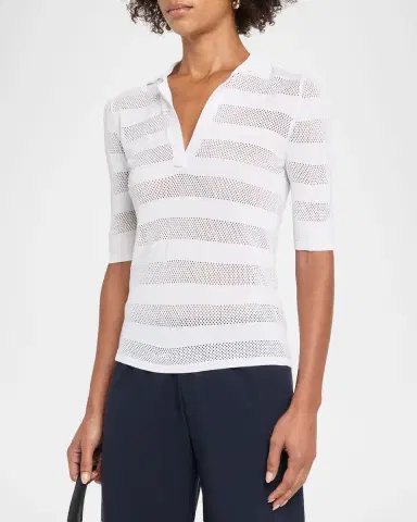 Oh My Goat Mesh Striped Polo Top | Thumbnail 4