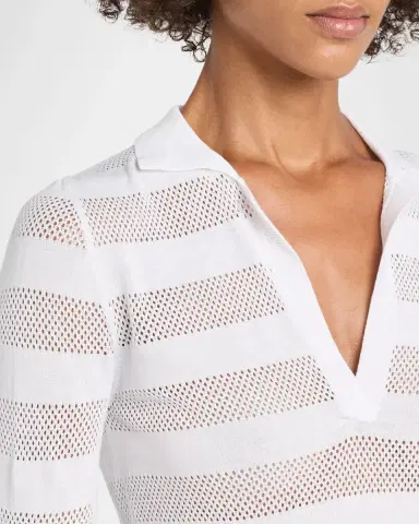 Oh My Goat Mesh Striped Polo Top | Thumbnail 5