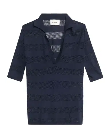 Oh My Goat Mesh Striped Polo Top | Thumbnail 1